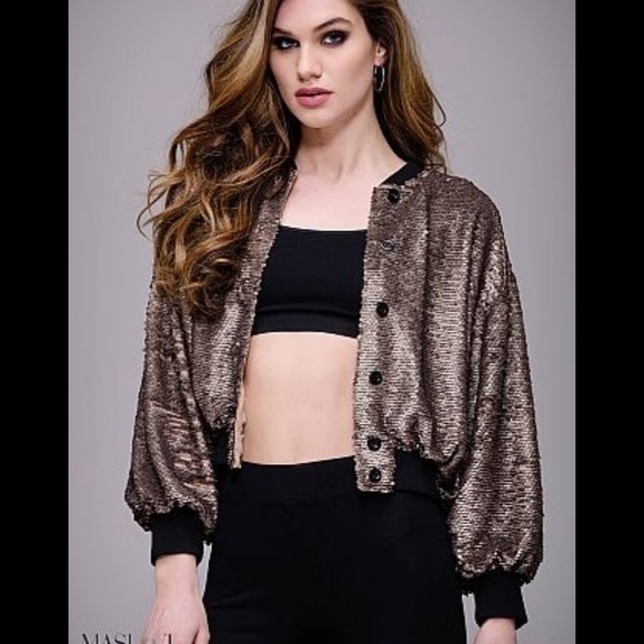 Gold Embellished Ready to Wear Bomber Jacket